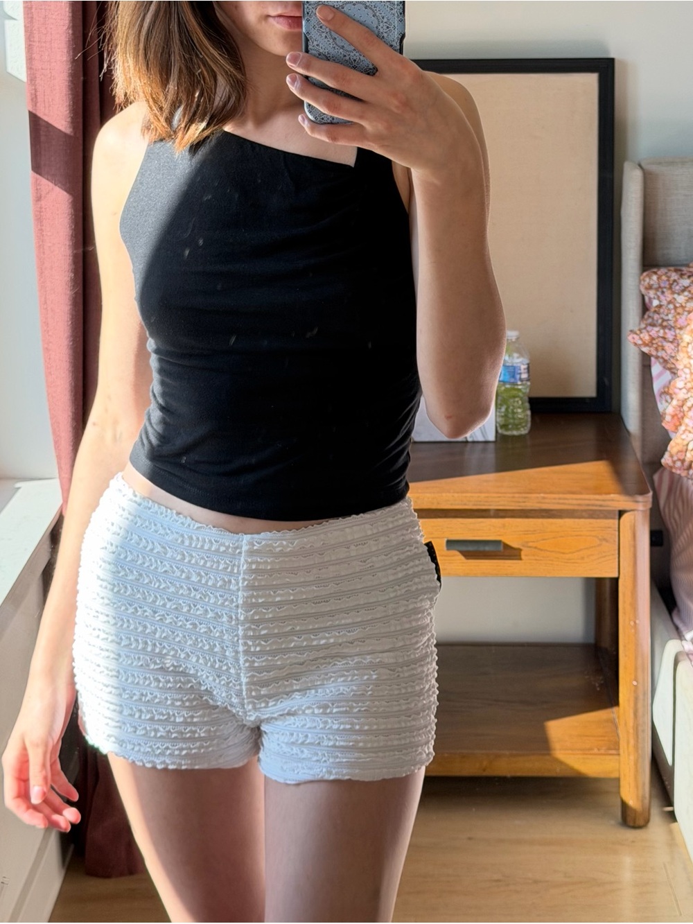 White Textured Lace Shorts - Women's Summer Shorts